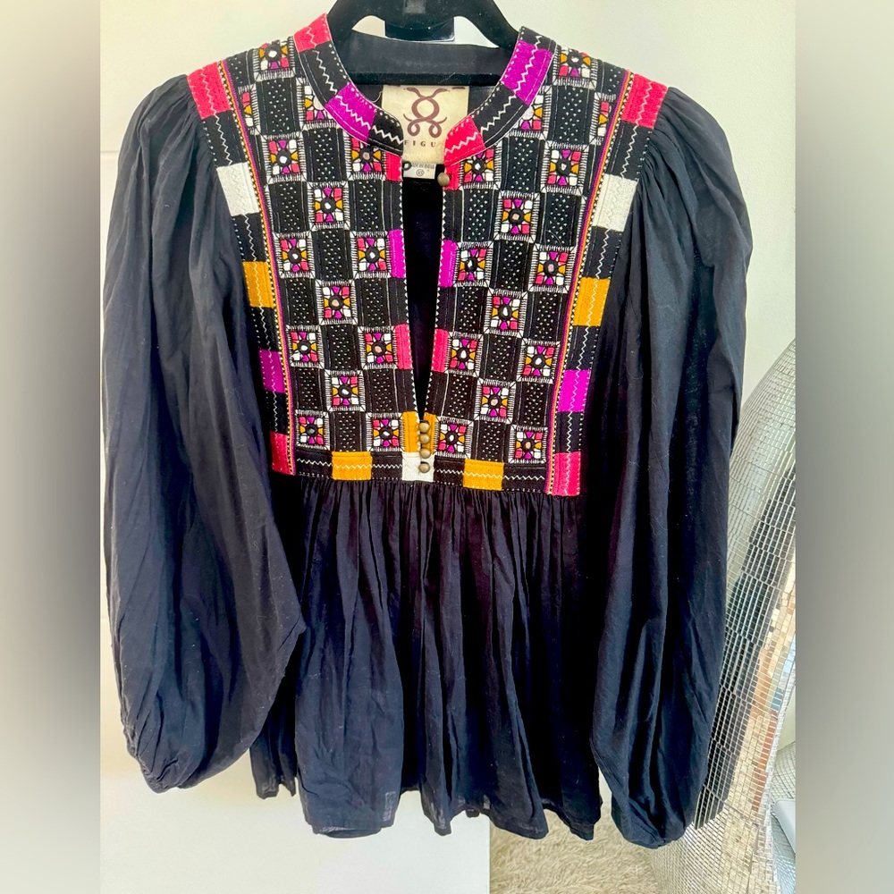 Fun Black top with Multicolor Accents